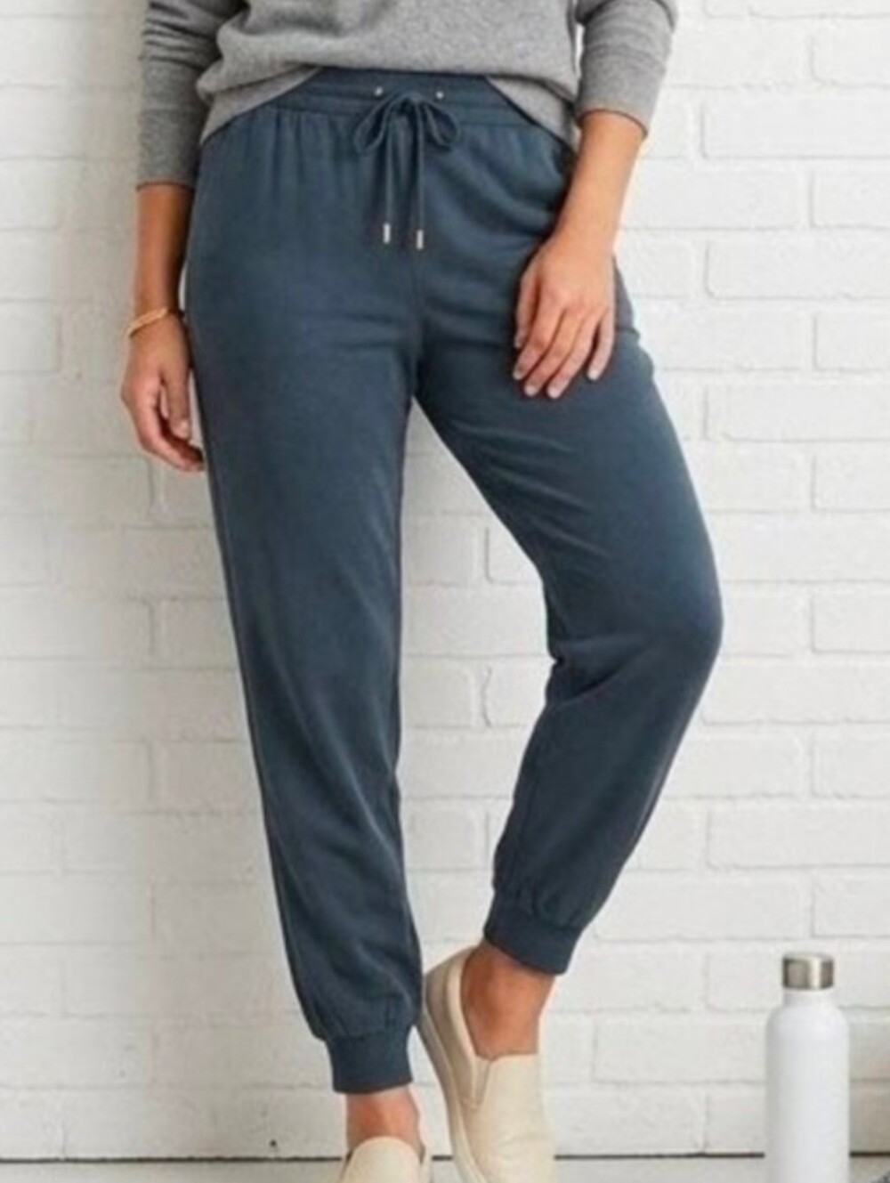 Athleta Iron Blue City Jogger Pants Mid Rise SemiFitted Drawstring Pockets SZ 6